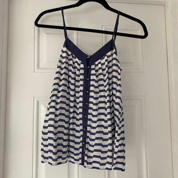 Women’s Naked Zebra stripe blue white button down tank top size small - Picture 3 of 8
